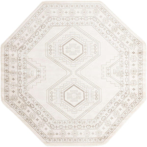 Ivory 7' 10 x 7' 10 Charlotte Octagon Area Rug 100% Polypropylene With Jute Backing Traditional Classical Durable Carpet for Living Dining Office Rooms for Sale at Rug Engine