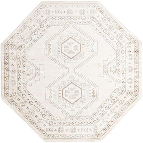 Ivory 7' 10 x 7' 10 Charlotte Octagon Area Rug 100% Polypropylene With Jute Backing Traditional Classical Durable Carpet for Living Dining Office Rooms for Sale at Rug Engine