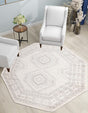 Ivory 5' 3 x 5' 3 Charlotte Octagon Area Rug 100% Polypropylene With Jute Backing Traditional Classical Durable Carpet for Living Dining Office Rooms for Sale at Rug Engine
