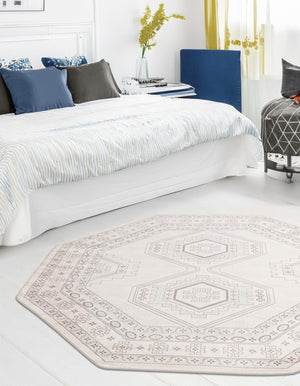 Ivory 7' 10 x 7' 10 Charlotte Octagon Area Rug 100% Polypropylene With Jute Backing Traditional Classical Durable Carpet for Living Dining Office Rooms for Sale at Rug Engine
