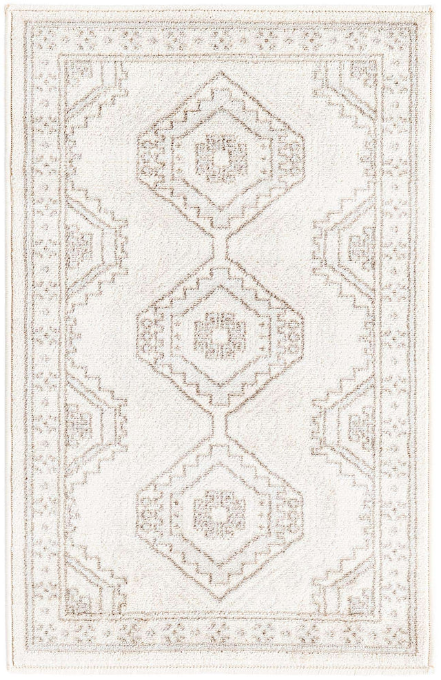 Ivory 2' x 3' 1 Charlotte Rectangle Area Rug 100% Polypropylene With Jute Backing Traditional Classical Durable Carpet for Living Dining Office Rooms for Sale at Rug Engine