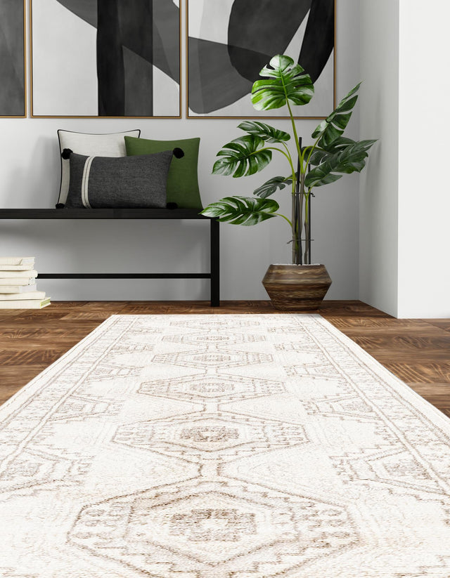 Ivory 2' x 6' 1 Charlotte Runner Area Rug 100% Polypropylene With Jute Backing Traditional Classical Durable Carpet for Living Dining Office Rooms for Sale at Rug Engine