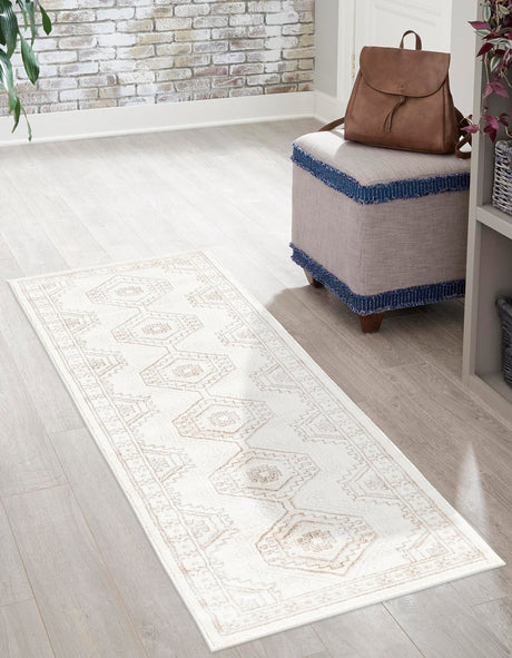 Ivory 2' x 10' Charlotte Runner Area Rug 100% Polypropylene With Jute Backing Traditional Classical Durable Carpet for Living Dining Office Rooms for Sale at Rug Engine