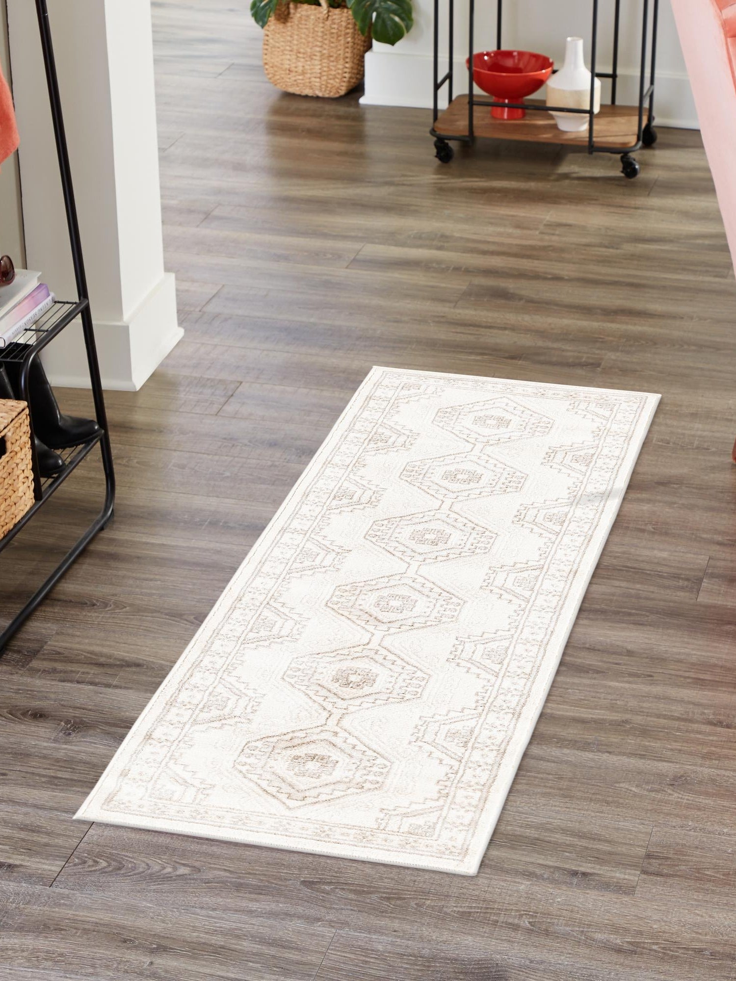 Ivory 2' x 6' 1 Charlotte Runner Area Rug 100% Polypropylene With Jute Backing Traditional Classical Durable Carpet for Living Dining Office Rooms for Sale at Rug Engine