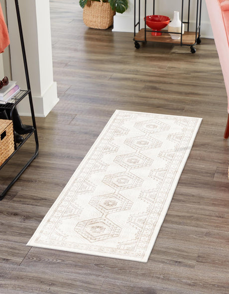 Ivory 2' x 6' 1 Charlotte Runner Area Rug 100% Polypropylene With Jute Backing Traditional Classical Durable Carpet for Living Dining Office Rooms for Sale at Rug Engine