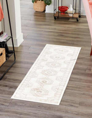 Ivory 3' 1 x 13' 1 Charlotte Runner Area Rug 100% Polypropylene With Jute Backing Traditional Classical Durable Carpet for Living Dining Office Rooms for Sale at Rug Engine