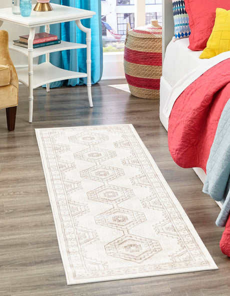 Ivory 2' x 6' 1 Charlotte Runner Area Rug 100% Polypropylene With Jute Backing Traditional Classical Durable Carpet for Living Dining Office Rooms for Sale at Rug Engine