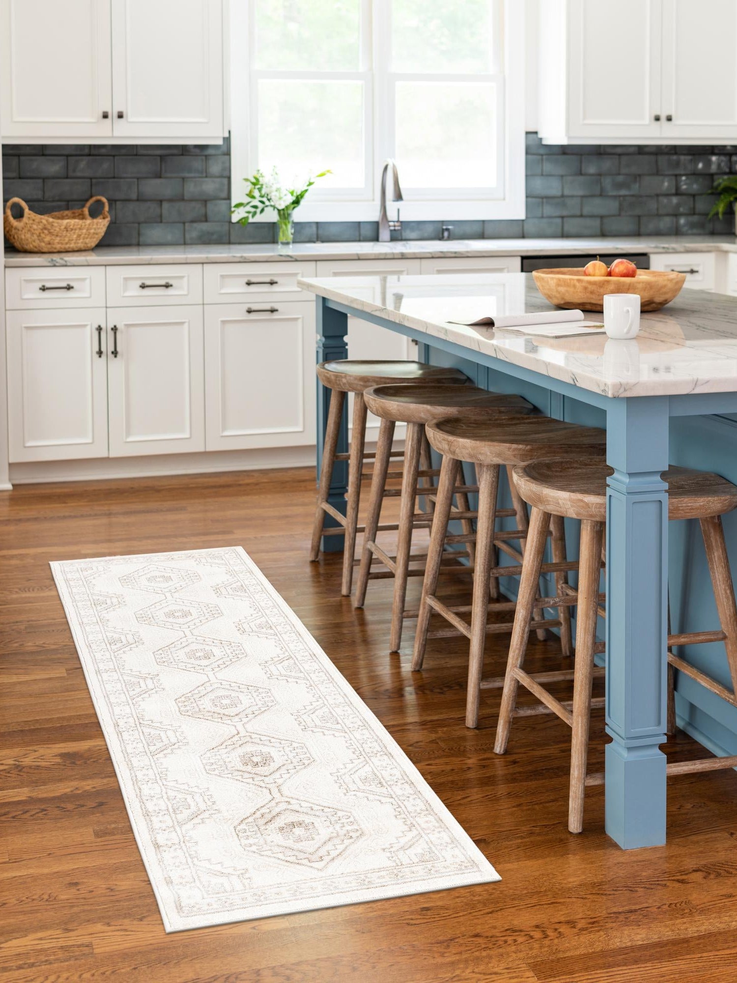 Ivory 2' x 10' Charlotte Runner Area Rug 100% Polypropylene With Jute Backing Traditional Classical Durable Carpet for Living Dining Office Rooms for Sale at Rug Engine