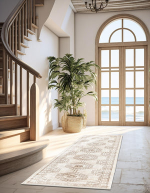 Ivory 2' x 8' Charlotte Runner Area Rug 100% Polypropylene With Jute Backing Traditional Classical Durable Carpet for Living Dining Office Rooms for Sale at Rug Engine