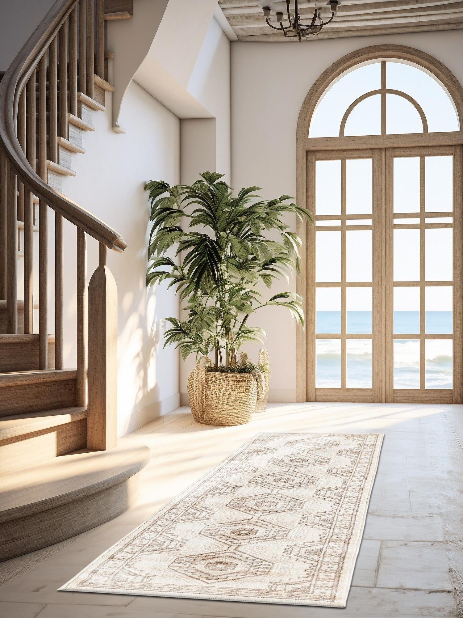 Ivory 2' x 10' Charlotte Runner Area Rug 100% Polypropylene With Jute Backing Traditional Classical Durable Carpet for Living Dining Office Rooms for Sale at Rug Engine