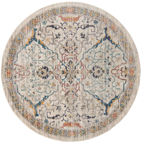 Ivory 7' x 7' Lola Round Area Rug Polypropylene With Jute Backing Traditional Pattern Easy Clean Carpet for Home Interior Design for Sale at Rug Engine