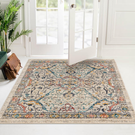 Ivory 7' 10 x 7' 10 Lola Square Area Rug Polypropylene With Jute Backing Traditional Pattern Easy Clean Carpet for Home Interior Design for Sale at Rug Engine