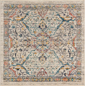 Ivory 3' 11 x 3' 11 Lola Square Area Rug Polypropylene With Jute Backing Traditional Pattern Easy Clean Carpet for Home Interior Design for Sale at Rug Engine