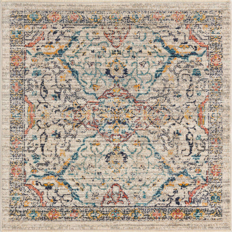 Ivory 3' 11 x 3' 11 Lola Square Area Rug Polypropylene With Jute Backing Traditional Pattern Easy Clean Carpet for Home Interior Design for Sale at Rug Engine