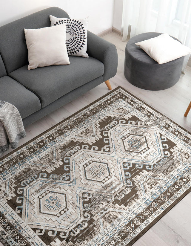 Gray 5' 3 x 8' Charlotte Rectangle Area Rug 100% Polypropylene With Jute Backing Traditional Classical Durable Carpet for Living Dining Office Rooms for Sale at Rug Engine