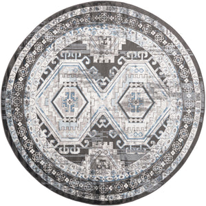 Gray 7' 10 x 7' 10 Charlotte Round Area Rug 100% Polypropylene With Jute Backing Traditional Classical Durable Carpet for Living Dining Office Rooms for Sale at Rug Engine