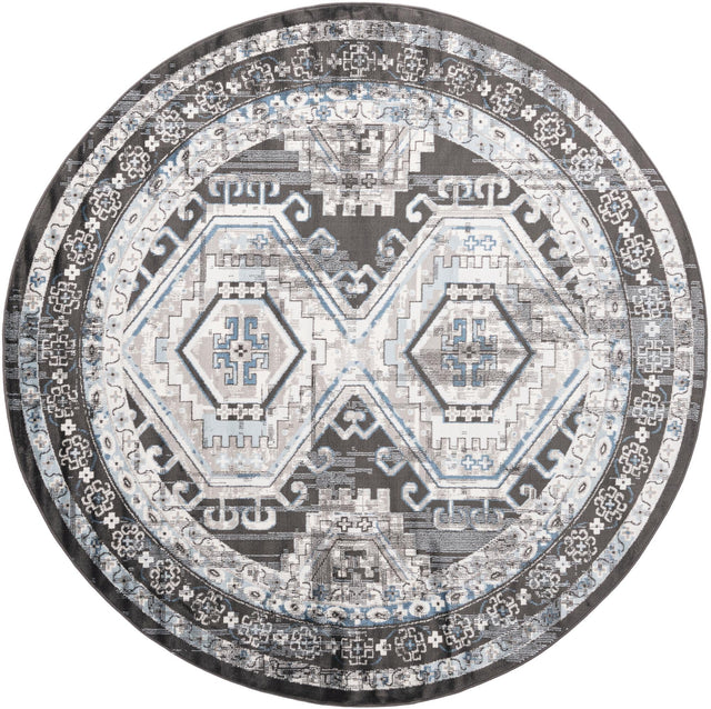 Gray 7' 10 x 7' 10 Charlotte Round Area Rug 100% Polypropylene With Jute Backing Traditional Classical Durable Carpet for Living Dining Office Rooms for Sale at Rug Engine