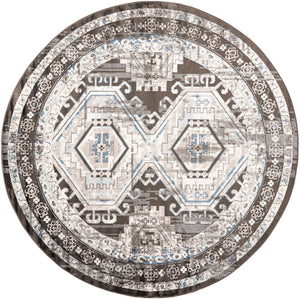 Gray 7' 10 x 7' 10 Charlotte Round Area Rug 100% Polypropylene With Jute Backing Traditional Classical Durable Carpet for Living Dining Office Rooms for Sale at Rug Engine
