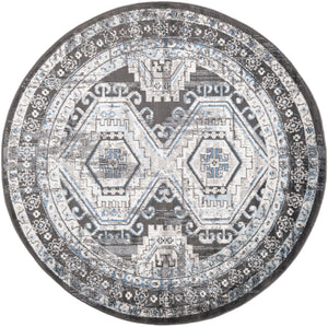 Gray 5' 3 x 5' 3 Charlotte Round Area Rug 100% Polypropylene With Jute Backing Traditional Classical Durable Carpet for Living Dining Office Rooms for Sale at Rug Engine