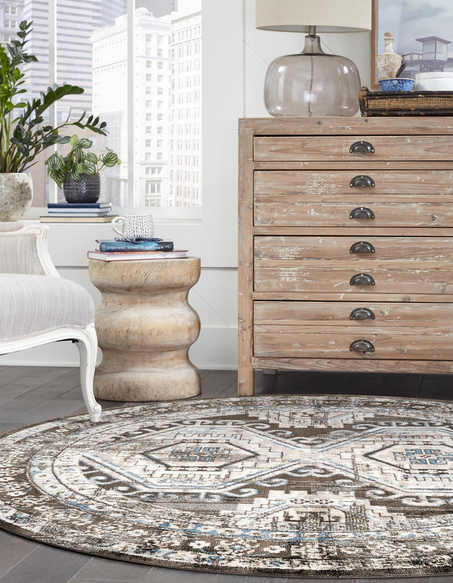 Gray 3' 1 x 3' 1 Charlotte Round Area Rug 100% Polypropylene With Jute Backing Traditional Classical Durable Carpet for Living Dining Office Rooms for Sale at Rug Engine