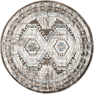 Gray 5' 3 x 5' 3 Charlotte Round Area Rug 100% Polypropylene With Jute Backing Traditional Classical Durable Carpet for Living Dining Office Rooms for Sale at Rug Engine