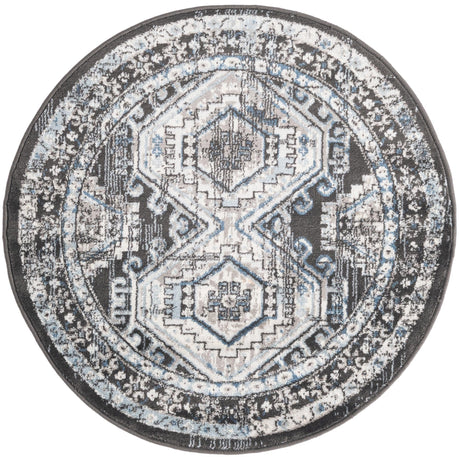 Gray 3' 1 x 3' 1 Charlotte Round Area Rug 100% Polypropylene With Jute Backing Traditional Classical Durable Carpet for Living Dining Office Rooms for Sale at Rug Engine