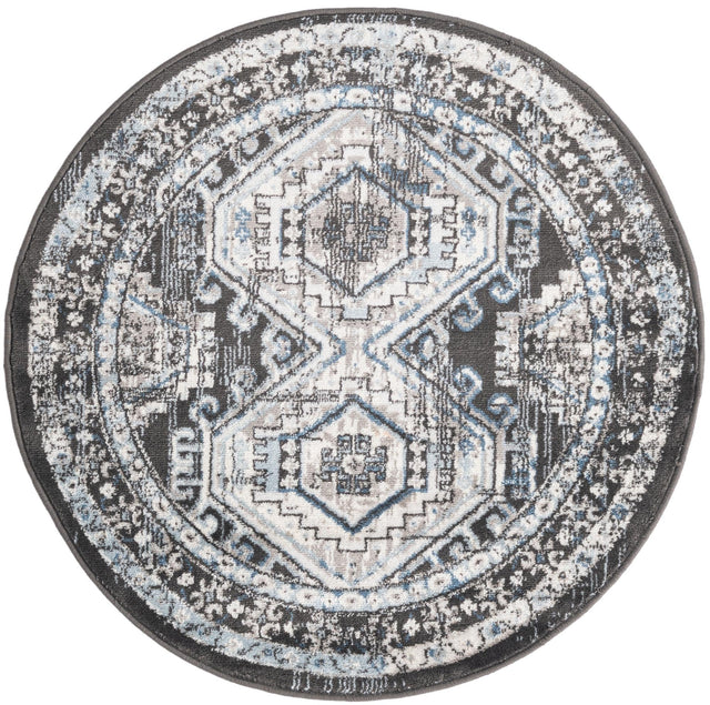 Gray 3' 1 x 3' 1 Charlotte Round Area Rug 100% Polypropylene With Jute Backing Traditional Classical Durable Carpet for Living Dining Office Rooms for Sale at Rug Engine