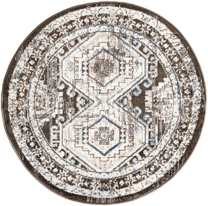 Gray 3' 1 x 3' 1 Charlotte Round Area Rug 100% Polypropylene With Jute Backing Traditional Classical Durable Carpet for Living Dining Office Rooms for Sale at Rug Engine