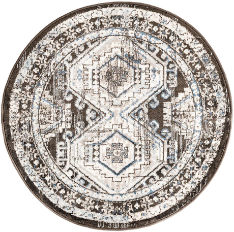 Gray 3' 1 x 3' 1 Charlotte Round Area Rug 100% Polypropylene With Jute Backing Traditional Classical Durable Carpet for Living Dining Office Rooms for Sale at Rug Engine