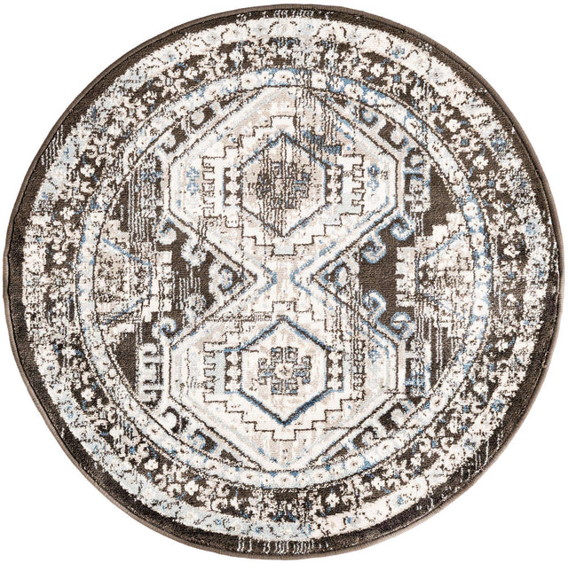 Gray 3' 1 x 3' 1 Charlotte Round Area Rug 100% Polypropylene With Jute Backing Traditional Classical Durable Carpet for Living Dining Office Rooms for Sale at Rug Engine