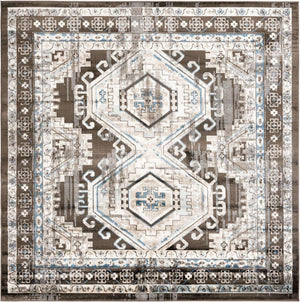 Gray 7' 10 x 7' 10 Charlotte Square Area Rug 100% Polypropylene With Jute Backing Traditional Classical Durable Carpet for Living Dining Office Rooms for Sale at Rug Engine