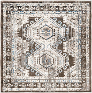 Gray 4' 1 x 4' 1 Charlotte Square Area Rug 100% Polypropylene With Jute Backing Traditional Classical Durable Carpet for Living Dining Office Rooms for Sale at Rug Engine