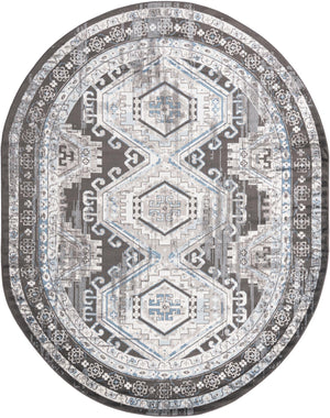 Gray 7' 10 x 10' Charlotte Oval Area Rug 100% Polypropylene With Jute Backing Traditional Classical Durable Carpet for Living Dining Office Rooms for Sale at Rug Engine