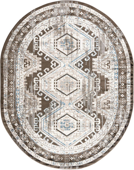 Gray 7' 10 x 10' Charlotte Oval Area Rug 100% Polypropylene With Jute Backing Traditional Classical Durable Carpet for Living Dining Office Rooms for Sale at Rug Engine