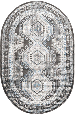 Gray 5' 3 x 8' Charlotte Oval Area Rug 100% Polypropylene With Jute Backing Traditional Classical Durable Carpet for Living Dining Office Rooms for Sale at Rug Engine