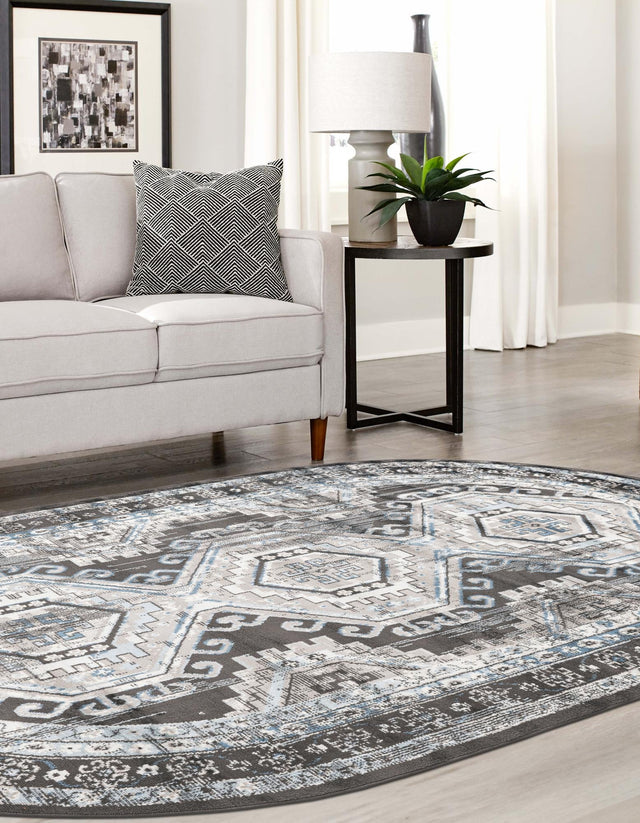 Gray 7' 10 x 10' Charlotte Oval Area Rug 100% Polypropylene With Jute Backing Traditional Classical Durable Carpet for Living Dining Office Rooms for Sale at Rug Engine