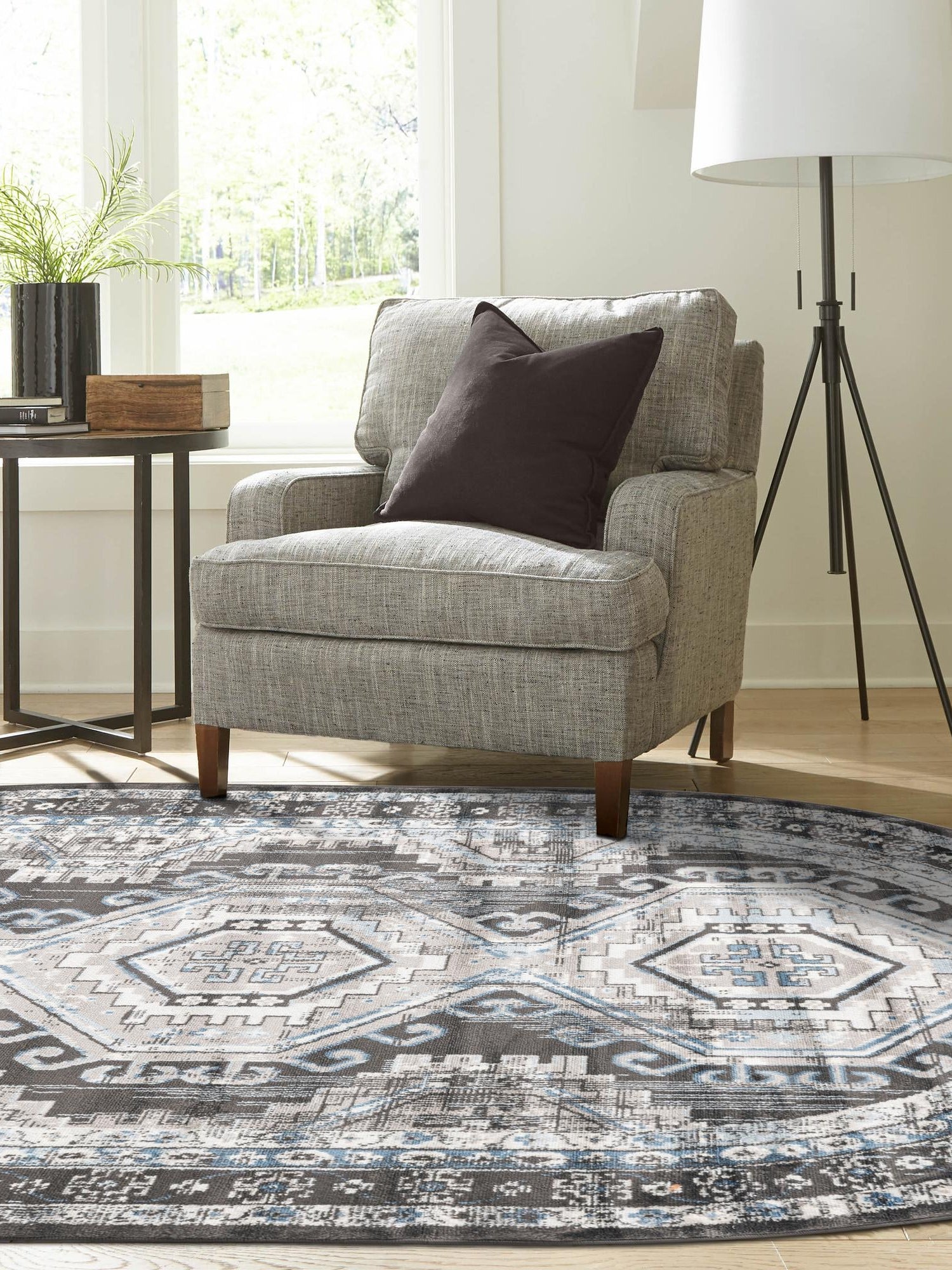 Gray 4' 1 x 6' 1 Charlotte Oval Area Rug 100% Polypropylene With Jute Backing Traditional Classical Durable Carpet for Living Dining Office Rooms for Sale at Rug Engine