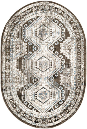 Gray 4' 1 x 6' 1 Charlotte Oval Area Rug 100% Polypropylene With Jute Backing Traditional Classical Durable Carpet for Living Dining Office Rooms for Sale at Rug Engine