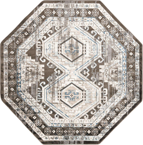 Gray 7' 10 x 7' 10 Charlotte Octagon Area Rug 100% Polypropylene With Jute Backing Traditional Classical Durable Carpet for Living Dining Office Rooms for Sale at Rug Engine