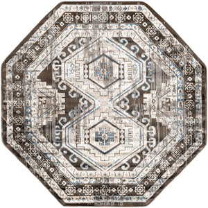 Gray 5' 3 x 5' 3 Charlotte Octagon Area Rug 100% Polypropylene With Jute Backing Traditional Classical Durable Carpet for Living Dining Office Rooms for Sale at Rug Engine