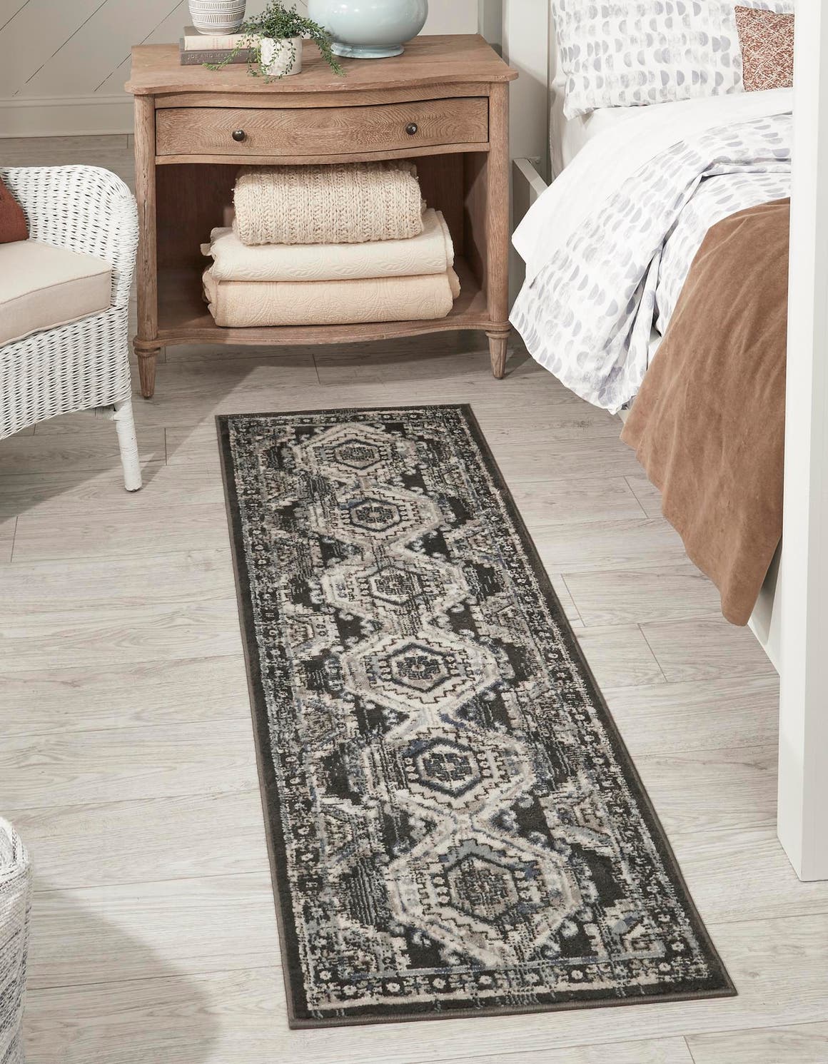 Gray 3' 1 x 13' 1 Charlotte Runner Area Rug 100% Polypropylene With Jute Backing Traditional Classical Durable Carpet for Living Dining Office Rooms for Sale at Rug Engine