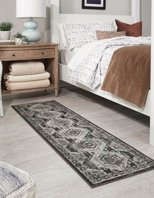 Gray 3' 1 x 13' 1 Charlotte Runner Area Rug 100% Polypropylene With Jute Backing Traditional Classical Durable Carpet for Living Dining Office Rooms for Sale at Rug Engine