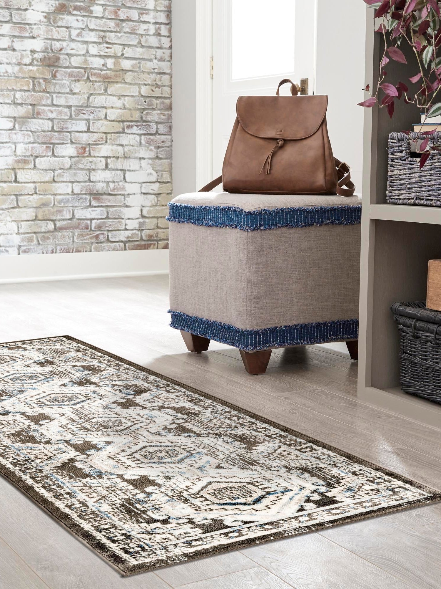 Gray 3' 1 x 13' 1 Charlotte Runner Area Rug 100% Polypropylene With Jute Backing Traditional Classical Durable Carpet for Living Dining Office Rooms for Sale at Rug Engine