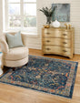 Navy Blue 7' 10 x 7' 10 Lola Square Area Rug Polypropylene With Jute Backing Traditional Pattern Easy Clean Carpet for Home Interior Design for Sale at Rug Engine