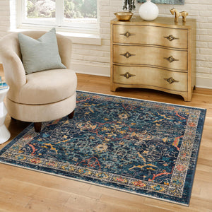 Navy Blue 3' 11 x 3' 11 Lola Square Area Rug Polypropylene With Jute Backing Traditional Pattern Easy Clean Carpet for Home Interior Design for Sale at Rug Engine