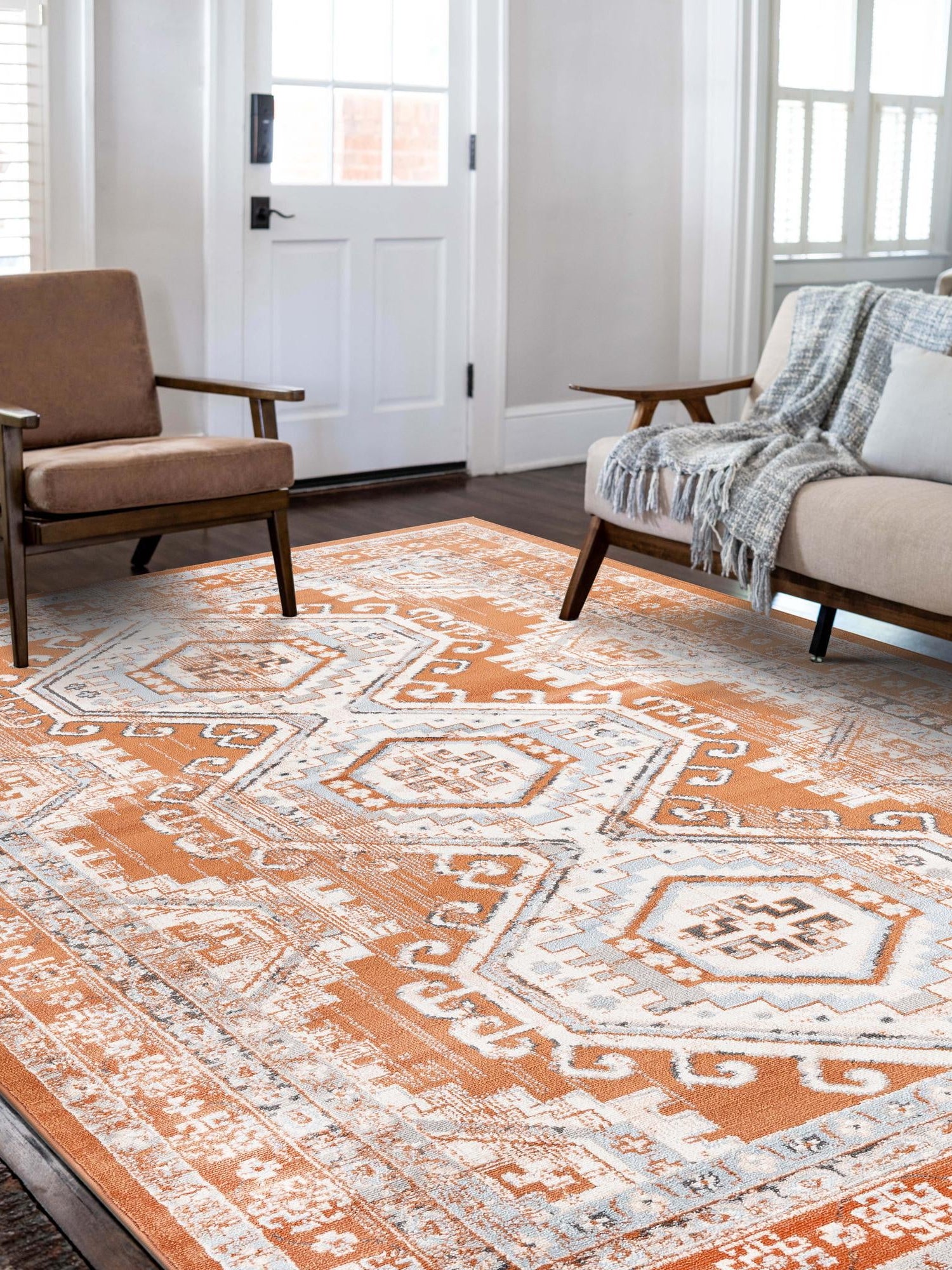 Terracotta 5' 3 x 8' Charlotte Rectangle Area Rug 100% Polypropylene With Jute Backing Traditional Classical Durable Carpet for Living Dining Office Rooms for Sale at Rug Engine