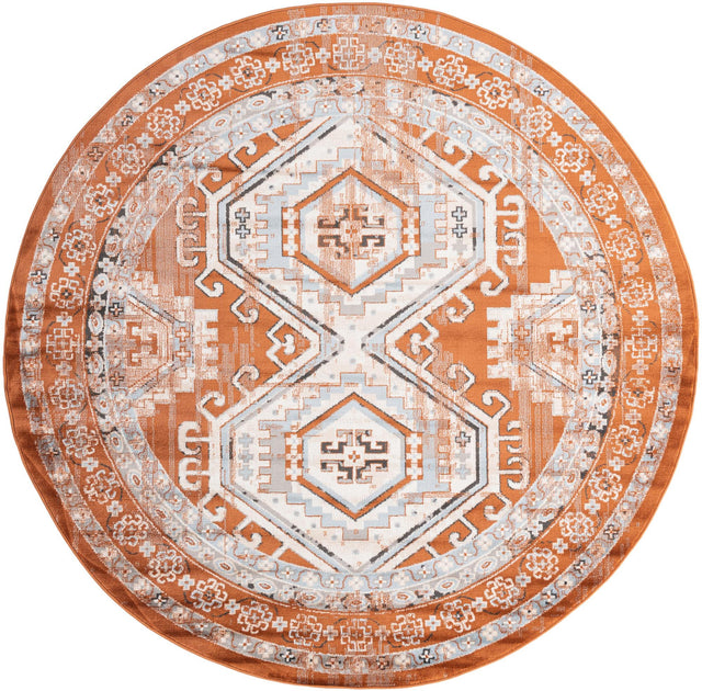 Terracotta 7' 10 x 7' 10 Charlotte Round Area Rug 100% Polypropylene With Jute Backing Traditional Classical Durable Carpet for Living Dining Office Rooms for Sale at Rug Engine