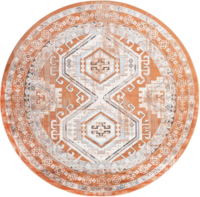 Terracotta 7' 10 x 7' 10 Charlotte Round Area Rug 100% Polypropylene With Jute Backing Traditional Classical Durable Carpet for Living Dining Office Rooms for Sale at Rug Engine