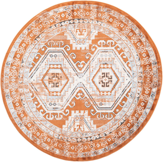 Terracotta 5' 3 x 5' 3 Charlotte Round Area Rug 100% Polypropylene With Jute Backing Traditional Classical Durable Carpet for Living Dining Office Rooms for Sale at Rug Engine