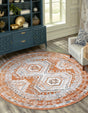 Terracotta 3' 1 x 3' 1 Charlotte Round Area Rug 100% Polypropylene With Jute Backing Traditional Classical Durable Carpet for Living Dining Office Rooms for Sale at Rug Engine